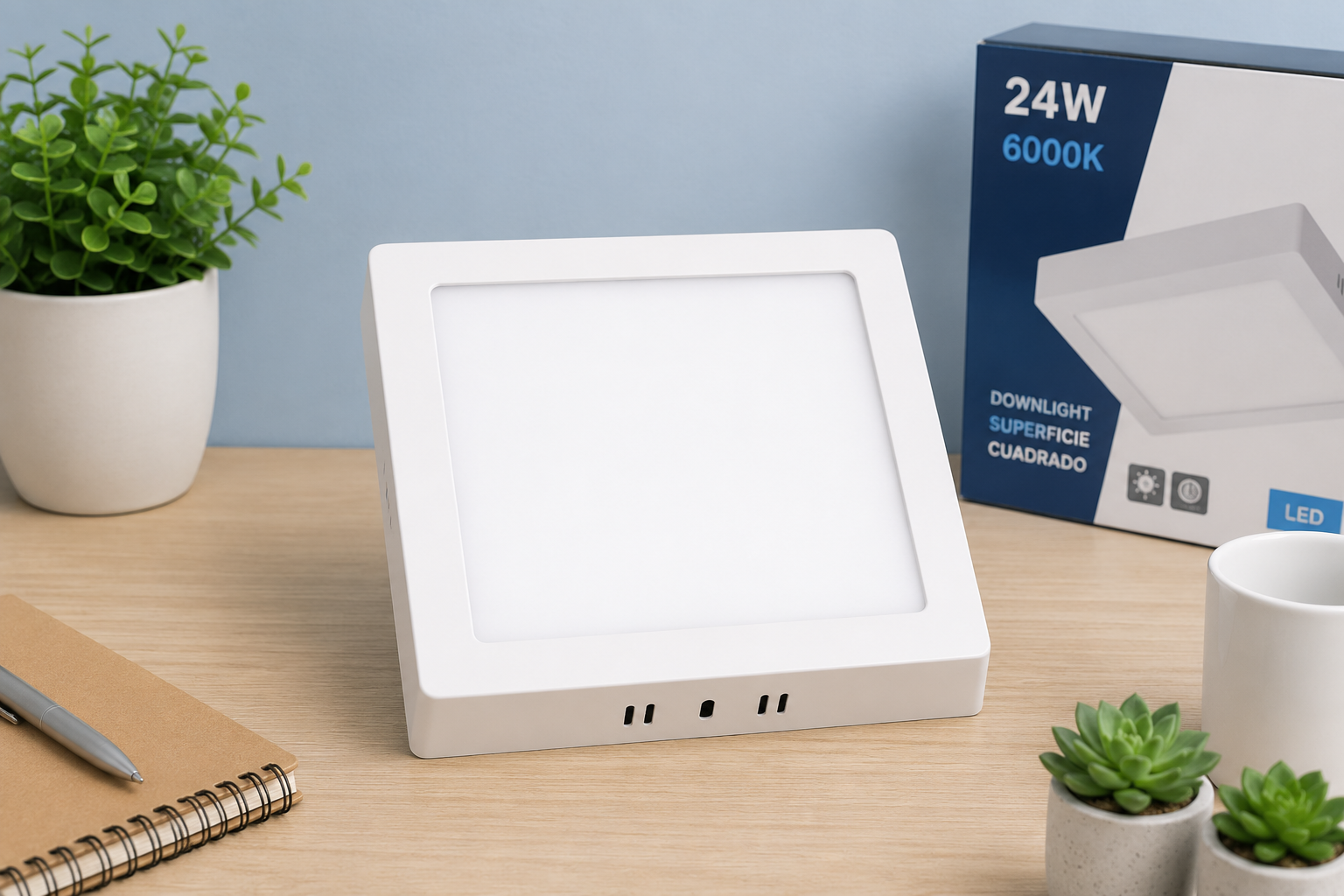 Downlight Cuadrado Superficie 18W Blanco